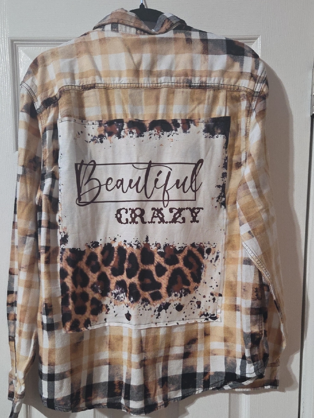 George Hand Bleached/Alteted Plaid Shirt Flannel in Cream, White and Black
